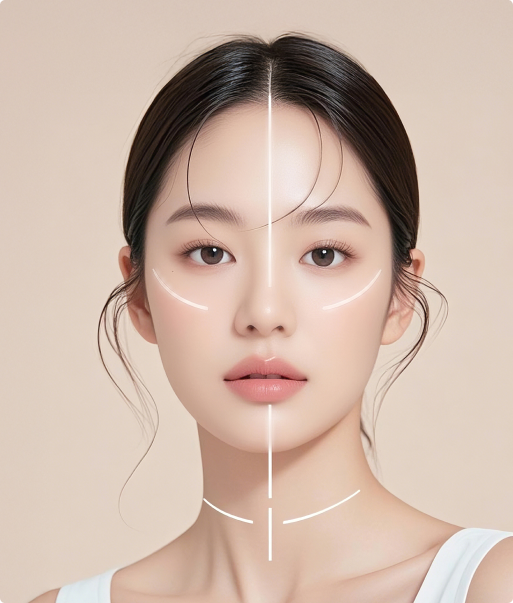 타이거랩 브랜드 철학을 보여주는 얼굴 균형 케어 이미지